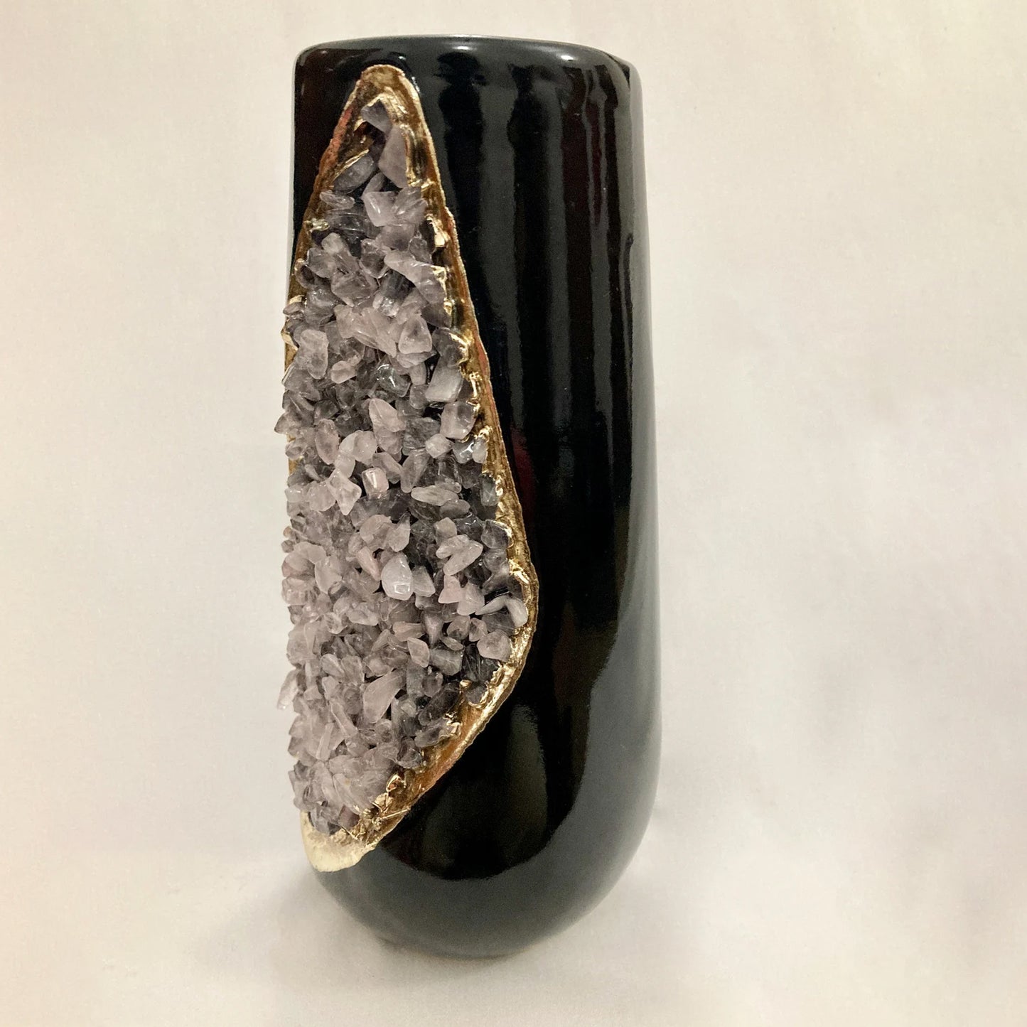 Set of 2 Black Ceramic Vases