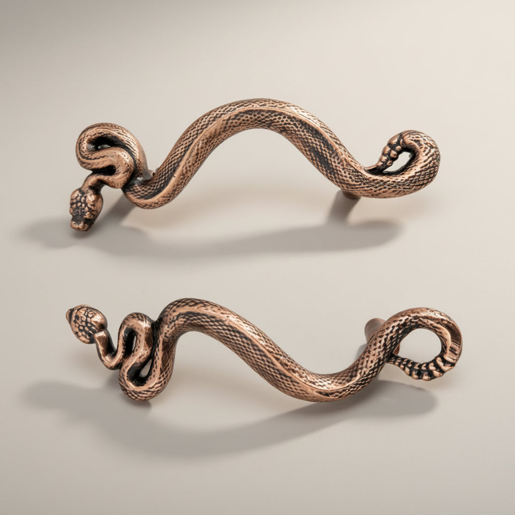 Swirling Snakes Brass Cabinet Handles | Antique Finish (Set of 2)