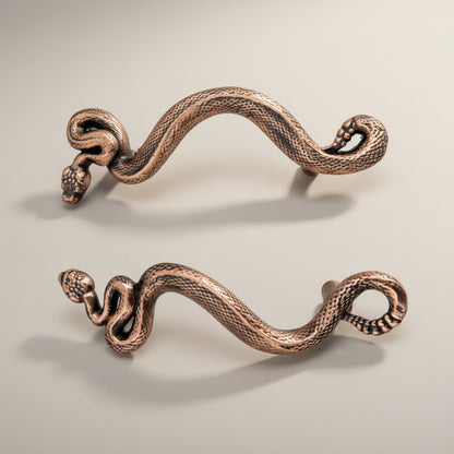 Swirling Snakes Brass Cabinet Handles | Antique Finish (Set of 2)