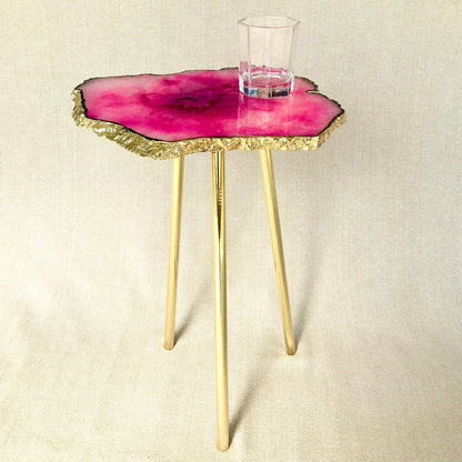 Small Pink Agate/Single Piece/Crystal/Gemstone/Quartz Organic Edge Side/Drink/Table