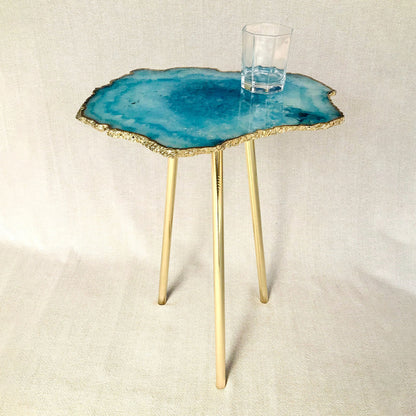 Small Blue Agate/Single Piece/Crystal/Gemstone/Quartz Organic Edge Side/Drink/Table