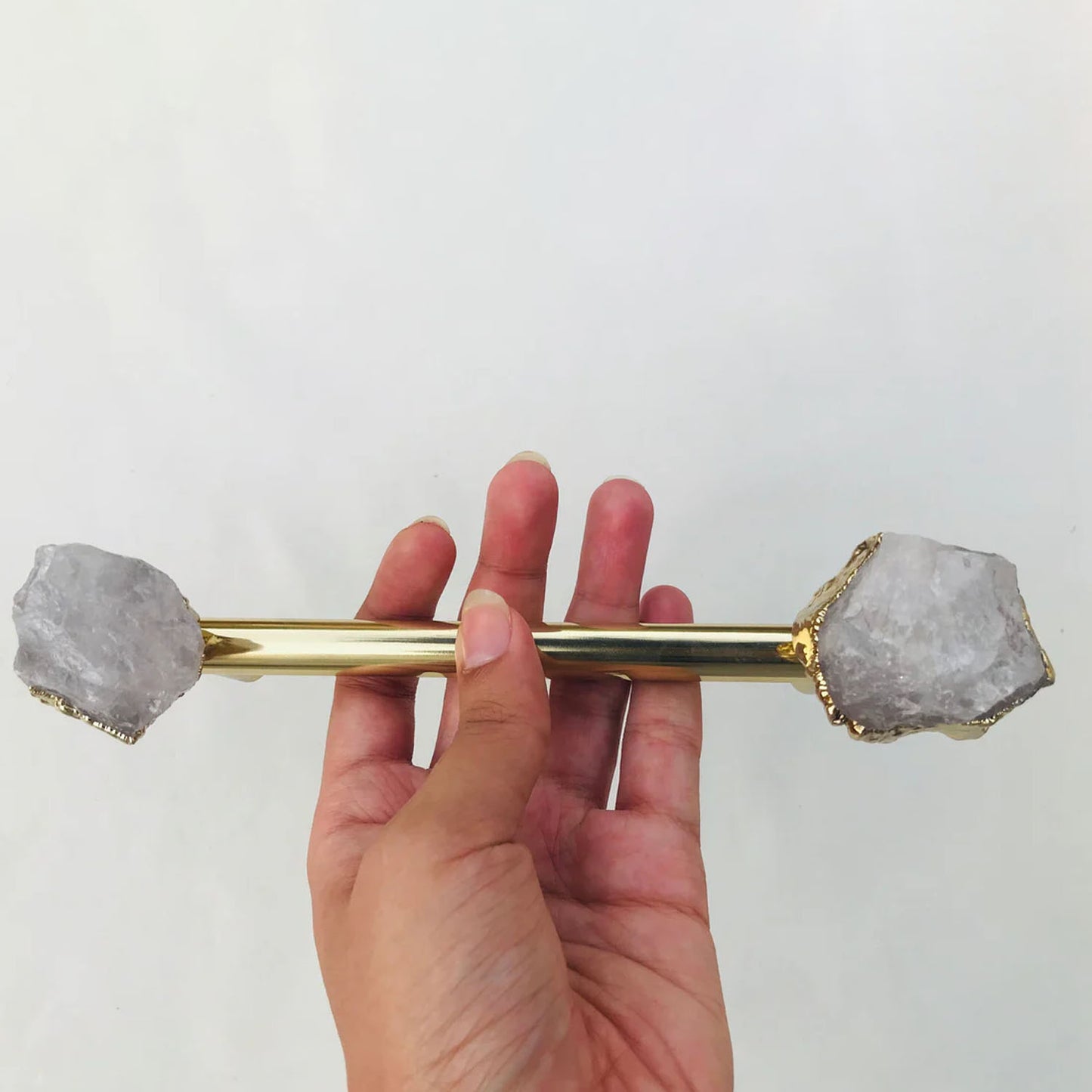 Set of 4 - Cabinet/Door/Drawer/Kitchen Handle and Pull - Clear Quartz/Agate  stainless steel brass plated handles