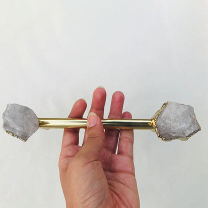 Set of 4 - Cabinet/Door/Drawer/Kitchen Handle and Pull - Clear Quartz/Agate  stainless steel brass plated handles