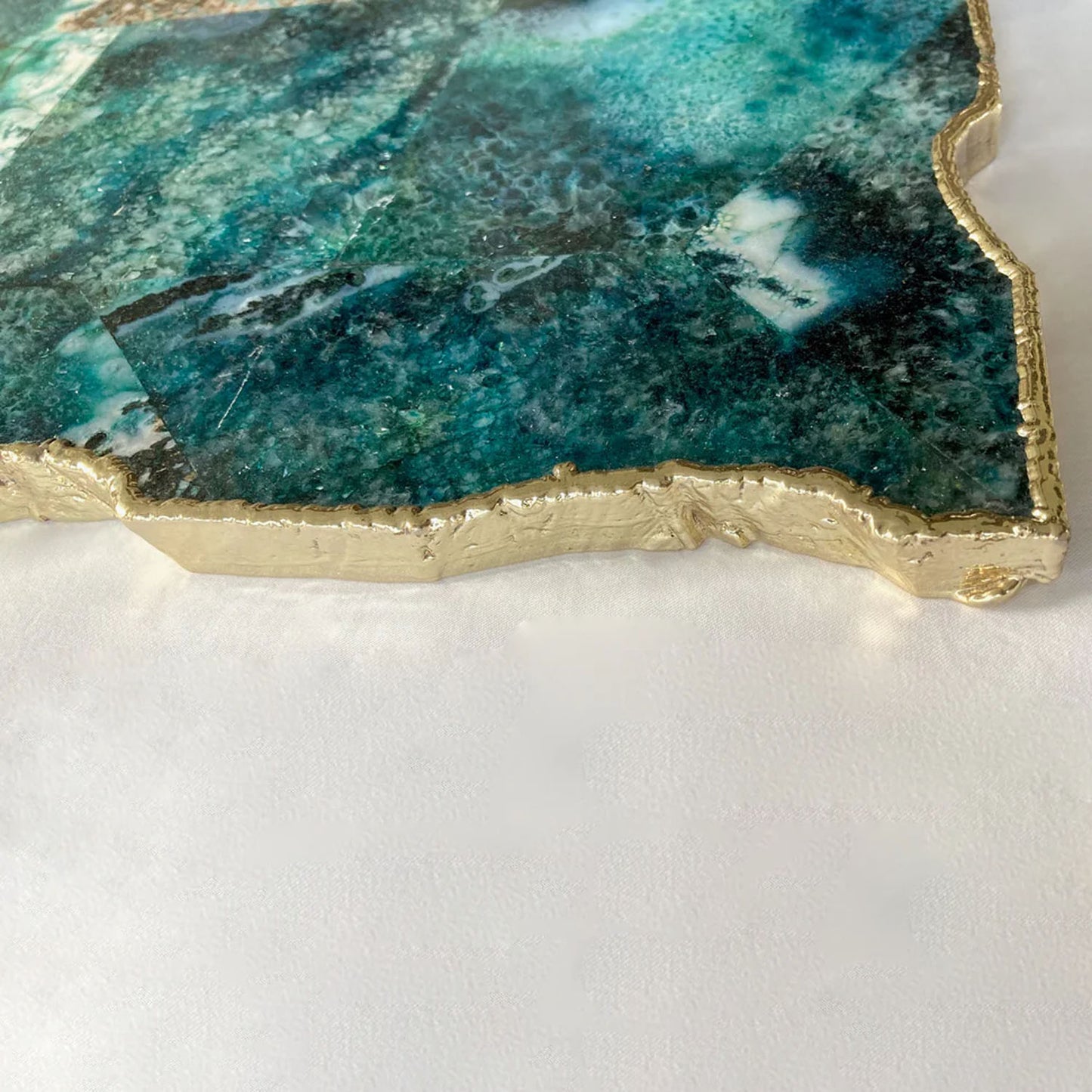 Large Composite Green Agate Cheese Platter/Tray/Personalised Momentos/Sign Boards 10"x15"