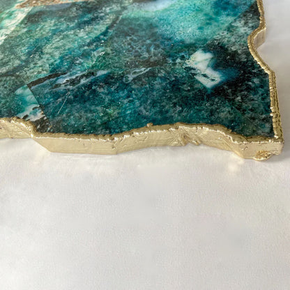 Large Composite Green Agate Cheese Platter/Tray/Personalised Momentos/Sign Boards 10"x15"