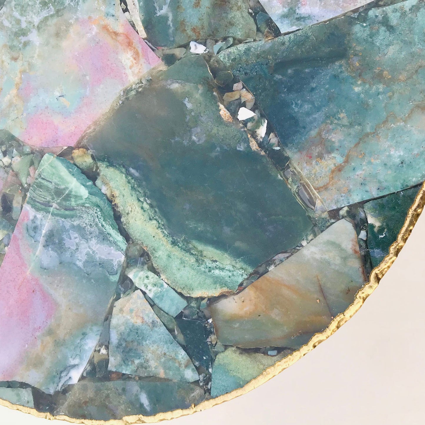 Green Agate Round Edge Side/Coffee Table