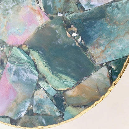 Green Agate Round Edge Side/Coffee Table