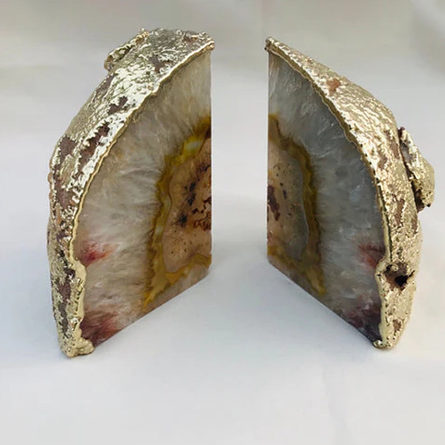 Natural Clear Plated Agate Bookends
