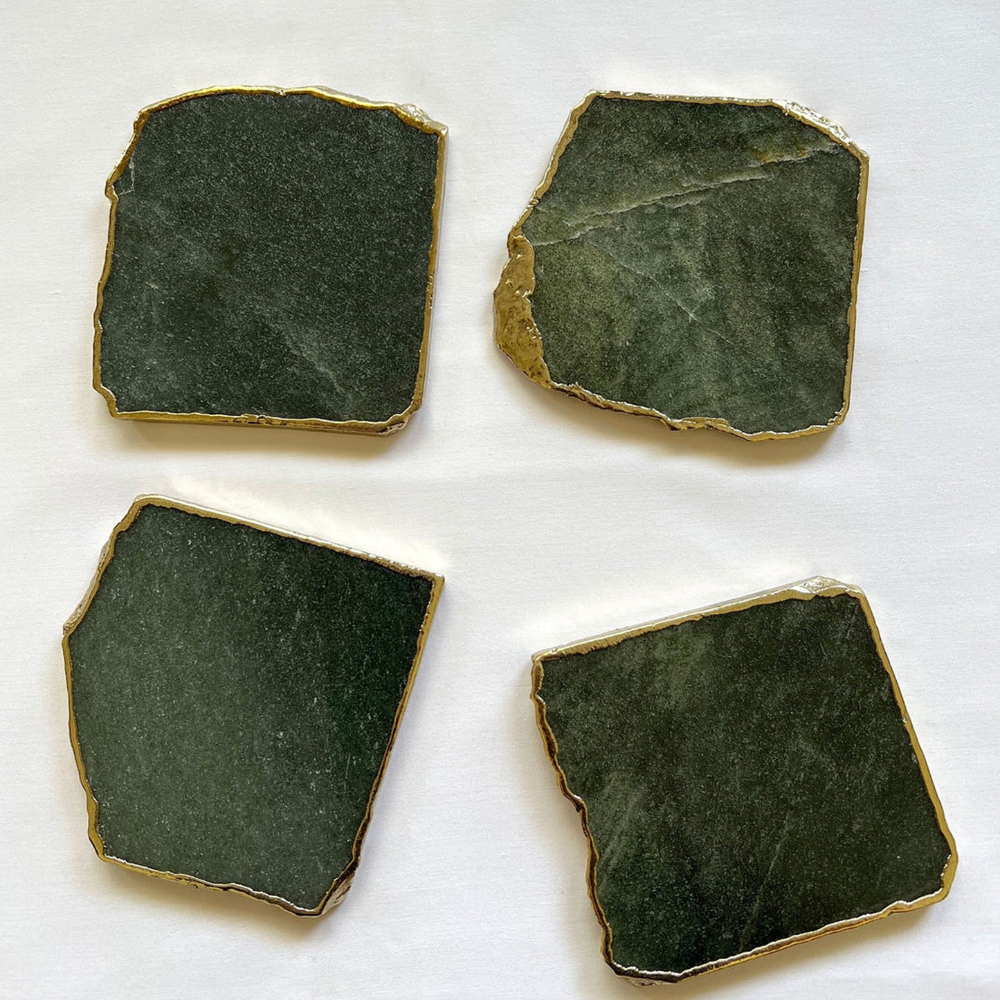 Emerald Green Agate Aventurine Set of 4 Large Coasters/Personalised Momentos