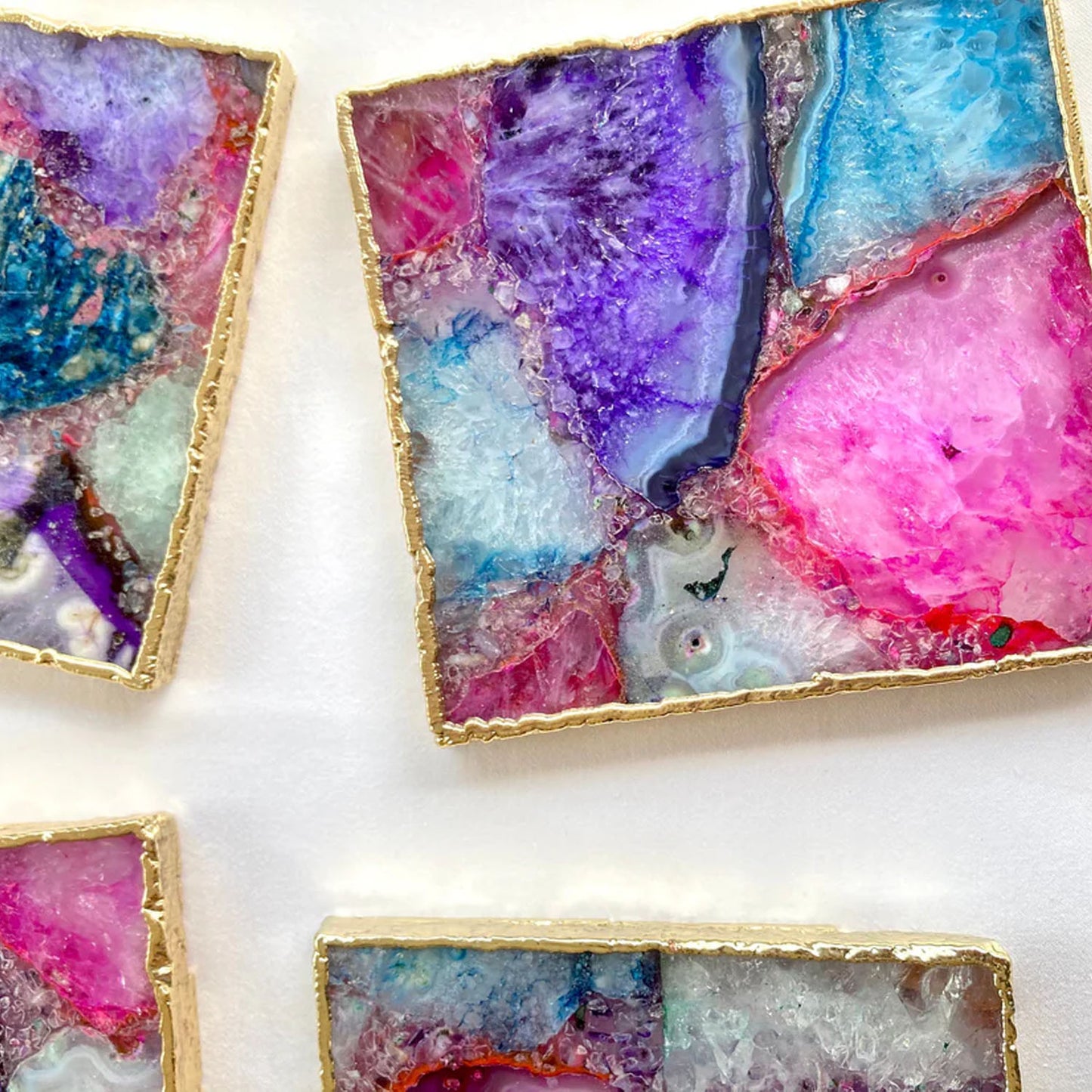 Multicoloured Composite Agate - Set of 4 Large Square Coasters | Personalised Momentos