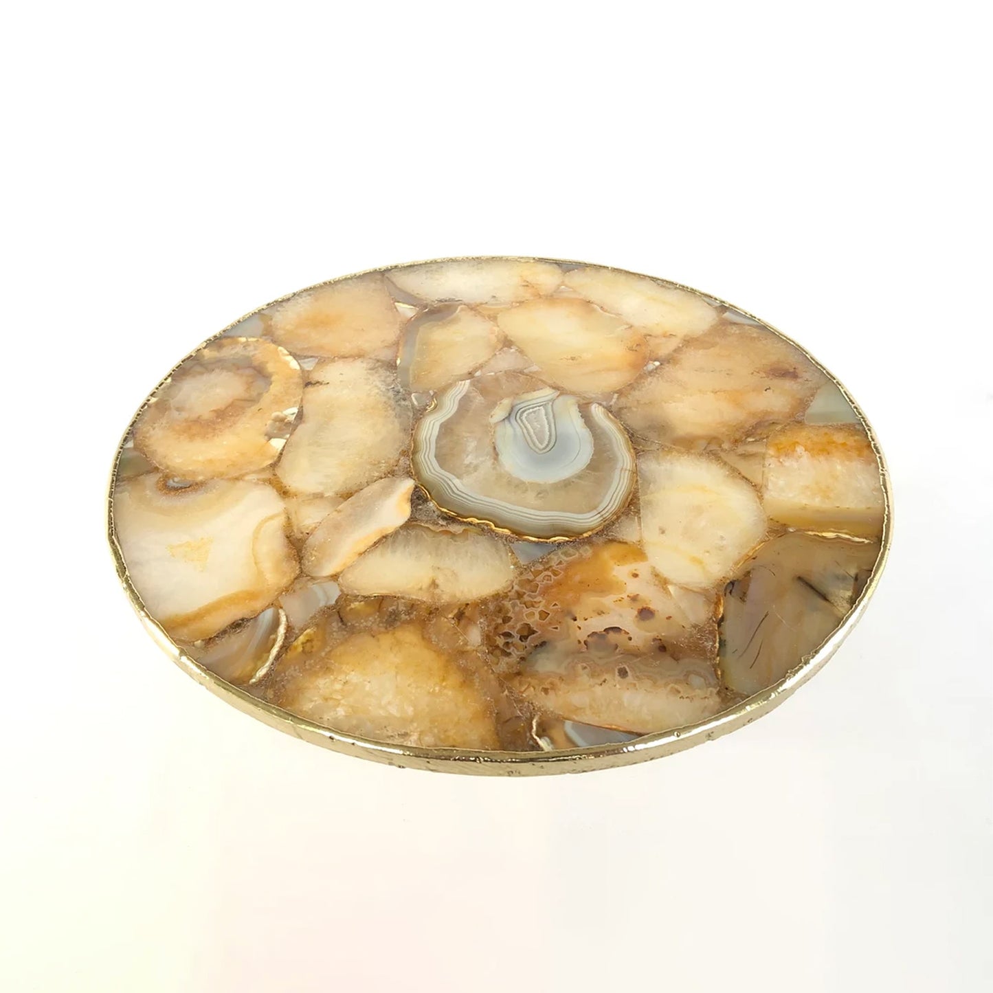 Golden Brown Agate Cake Stand/Centrepiece/Display Stand/Tray 10" Round