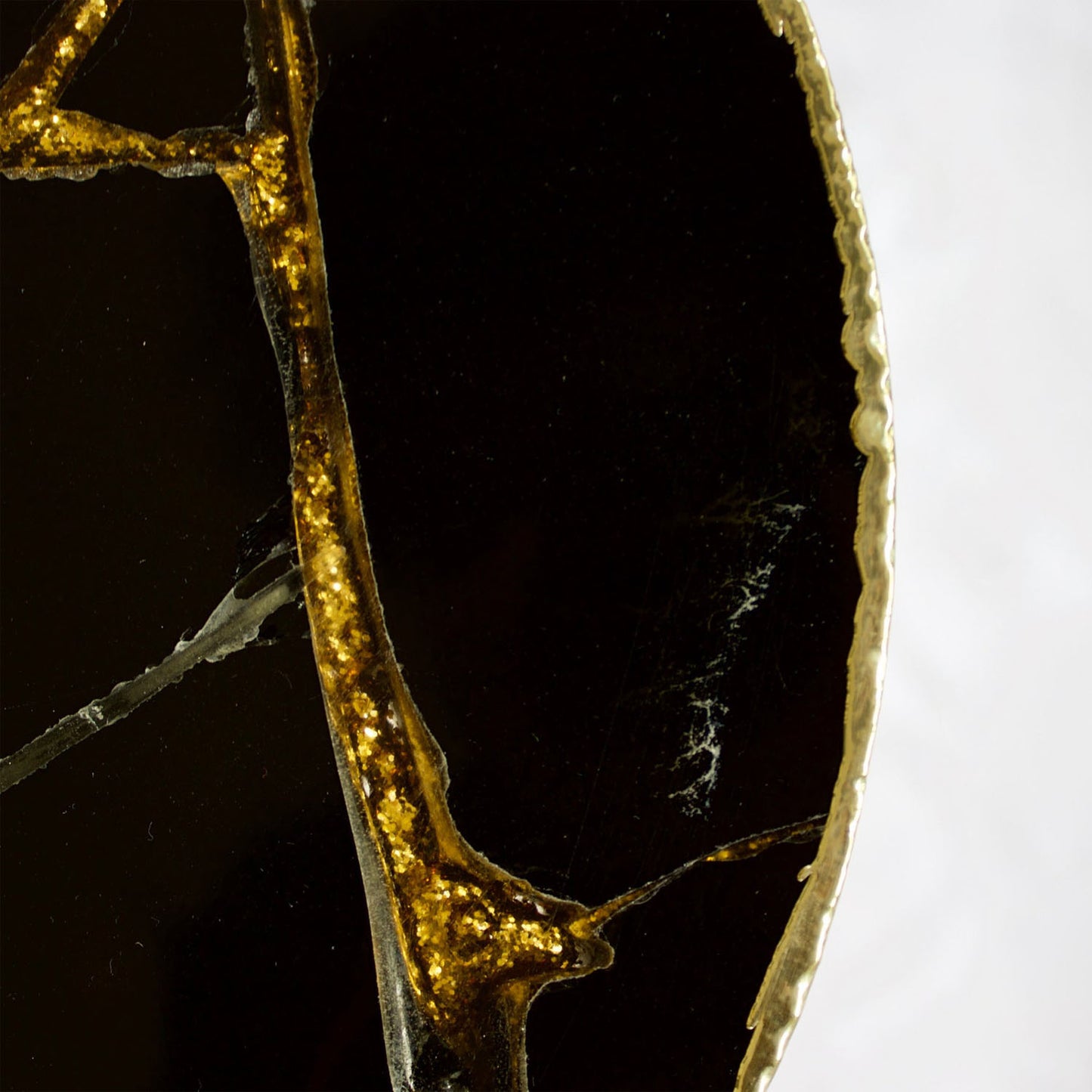 Gold Sparkle Infused Black Agate Round Coffee/Side Table