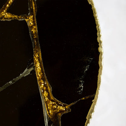 Gold Sparkle Infused Black Agate Round Coffee/Side Table