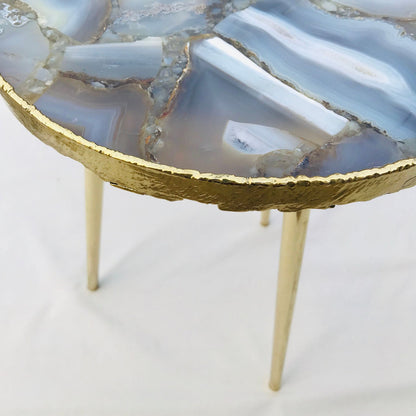 Banded Agate Round Edge Side/Coffee Table