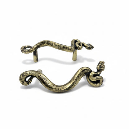 Swirling Snakes Brass Cabinet Handles | Antique Finish (Set of 2)