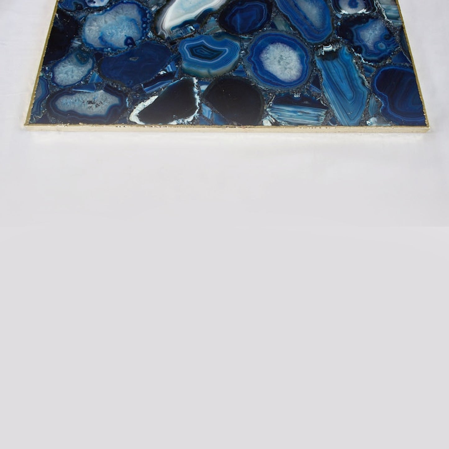 Blue Agate Square Serving Tray With Brass Handles | Square
