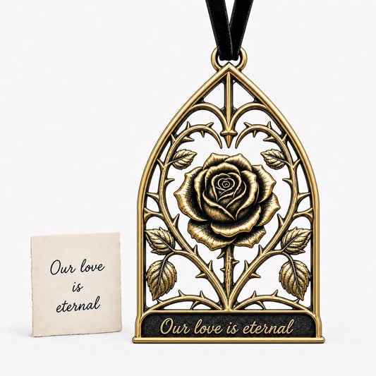 Large Personalized Rose Memorial Ornament | Couple Keepsake | Copper & Brass Christmas Decor