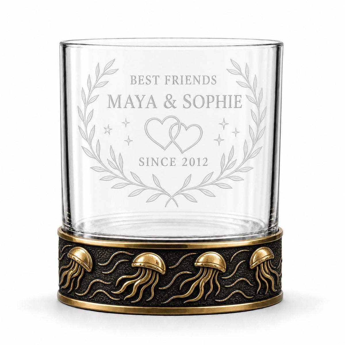 Personalized Jellyfish Whiskey Glass – Custom Etched Old Fashioned Glass, 10 oz