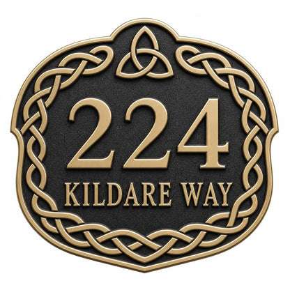 Personalised House Number Sign | Antique Brass Address Plaque | Custom Street/Family Name Board