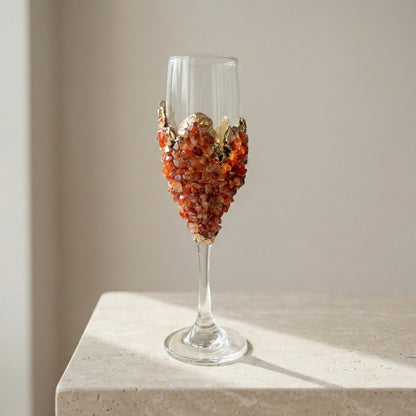 Agate Crystal Champagne Glasses – Stone Over the Bowl, 7 oz