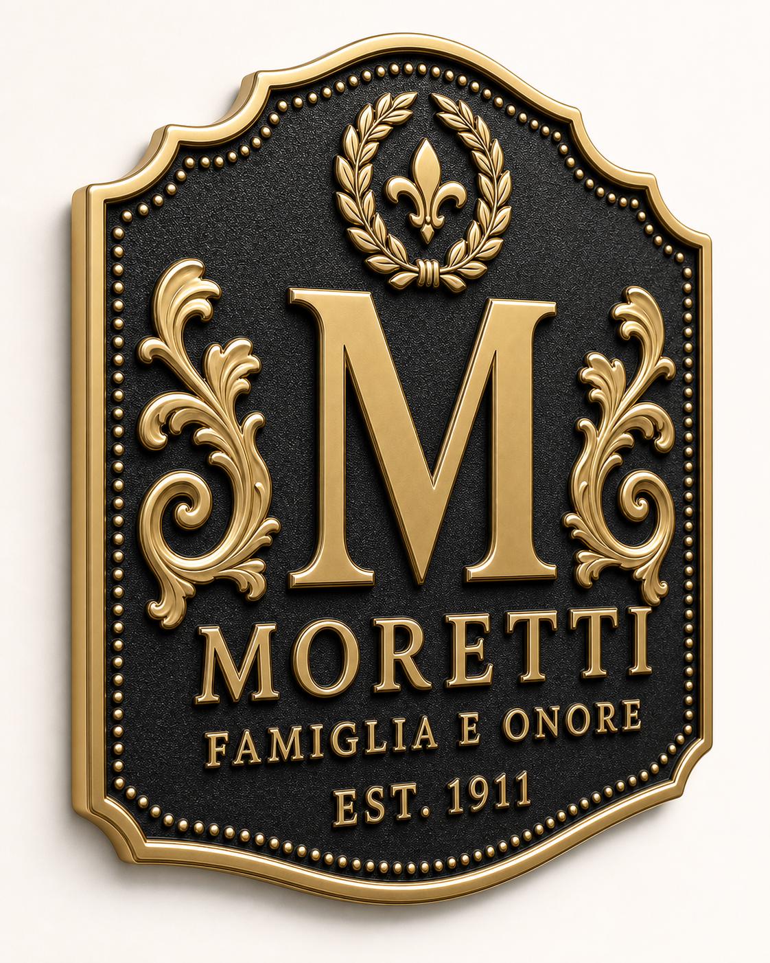 Create Your Own Family Crest Plaque | Custom Monogram, Surname & Motto | Antique Brass Heritage Sign