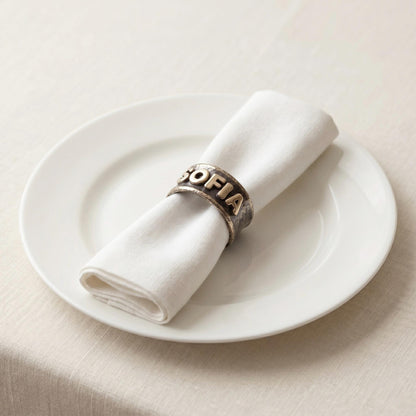 Personalized Brass Embossed Napkin Rings, Antique Gold Brass, Set of 4 Wedding Table Decor