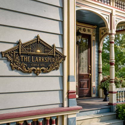Personalized Antique Brass House Name Plaque | Custom Manor Sign