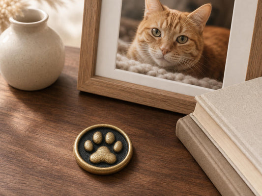 Custom Cat Paw Memorial Plaque, Antique Brass Keepsake, Personalised Cat Paw Print Ornament
