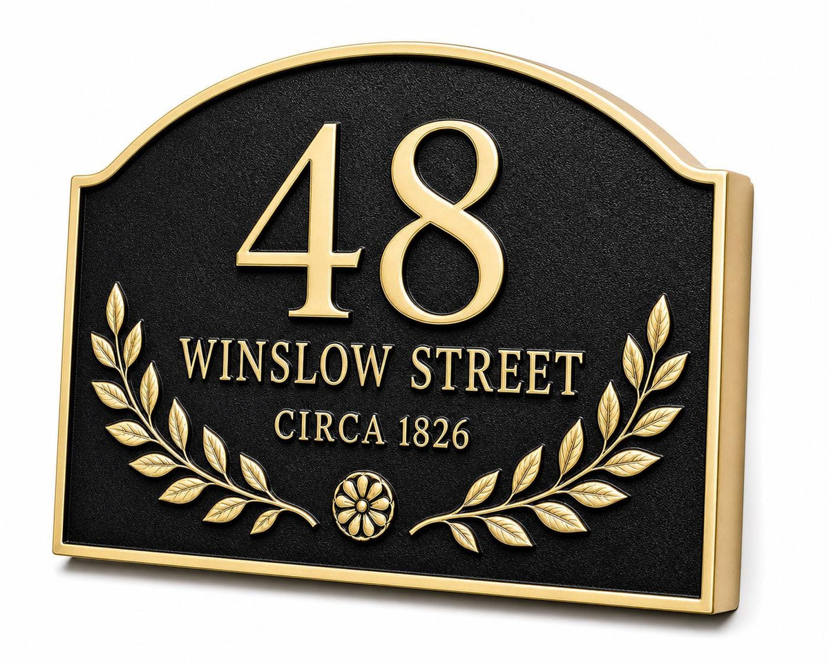 Personalised Antique Brass Address Plaque | Custom House Number Sign