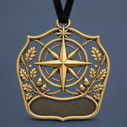 Large Personalized Compass Ornament | Antique Brass Christmas Hanging