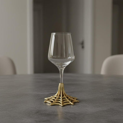 Spider Web Wine Glass – Electroformed Web Base, 12 oz