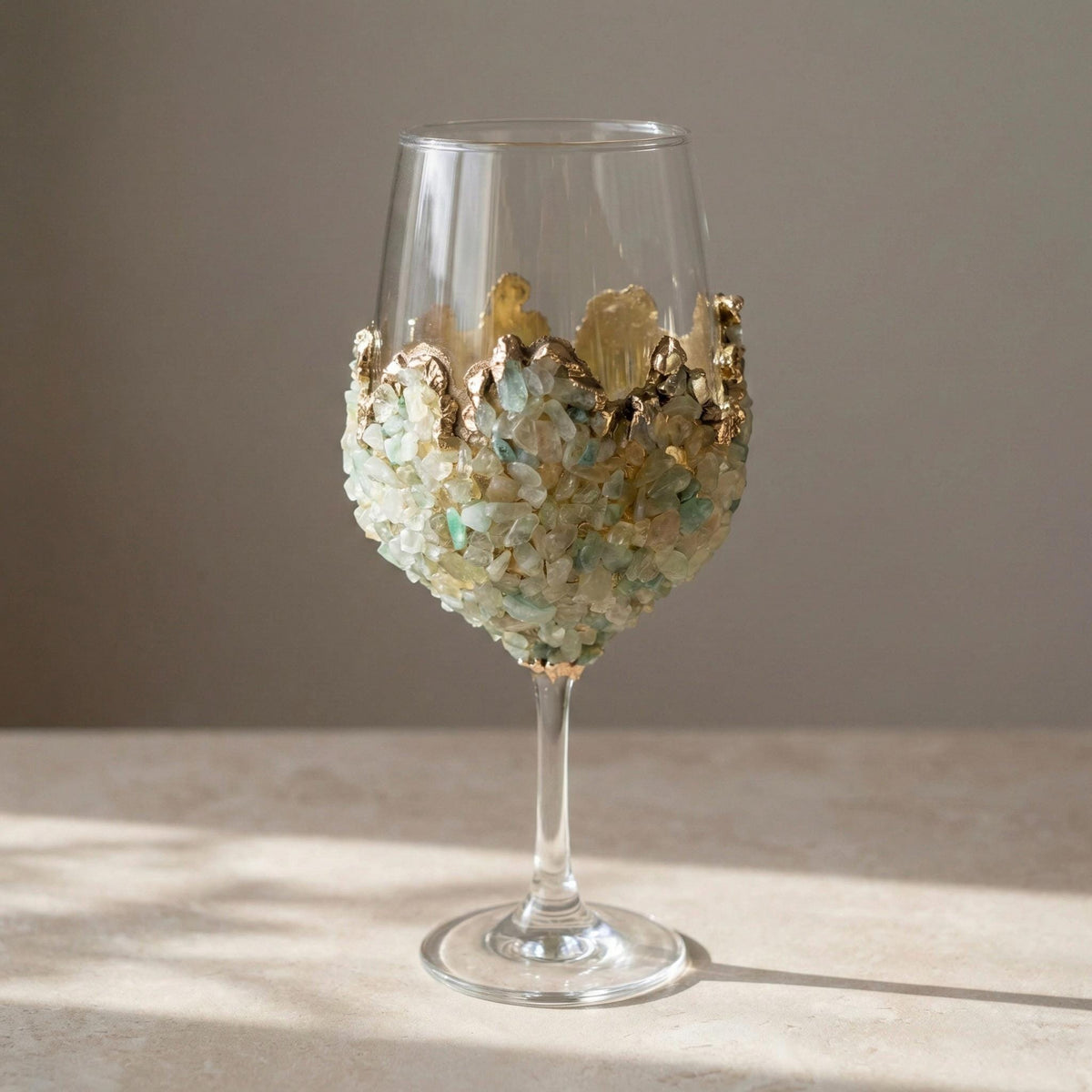Agate Crystal Wine Glasses – Stone Over the Bowl, 16 oz