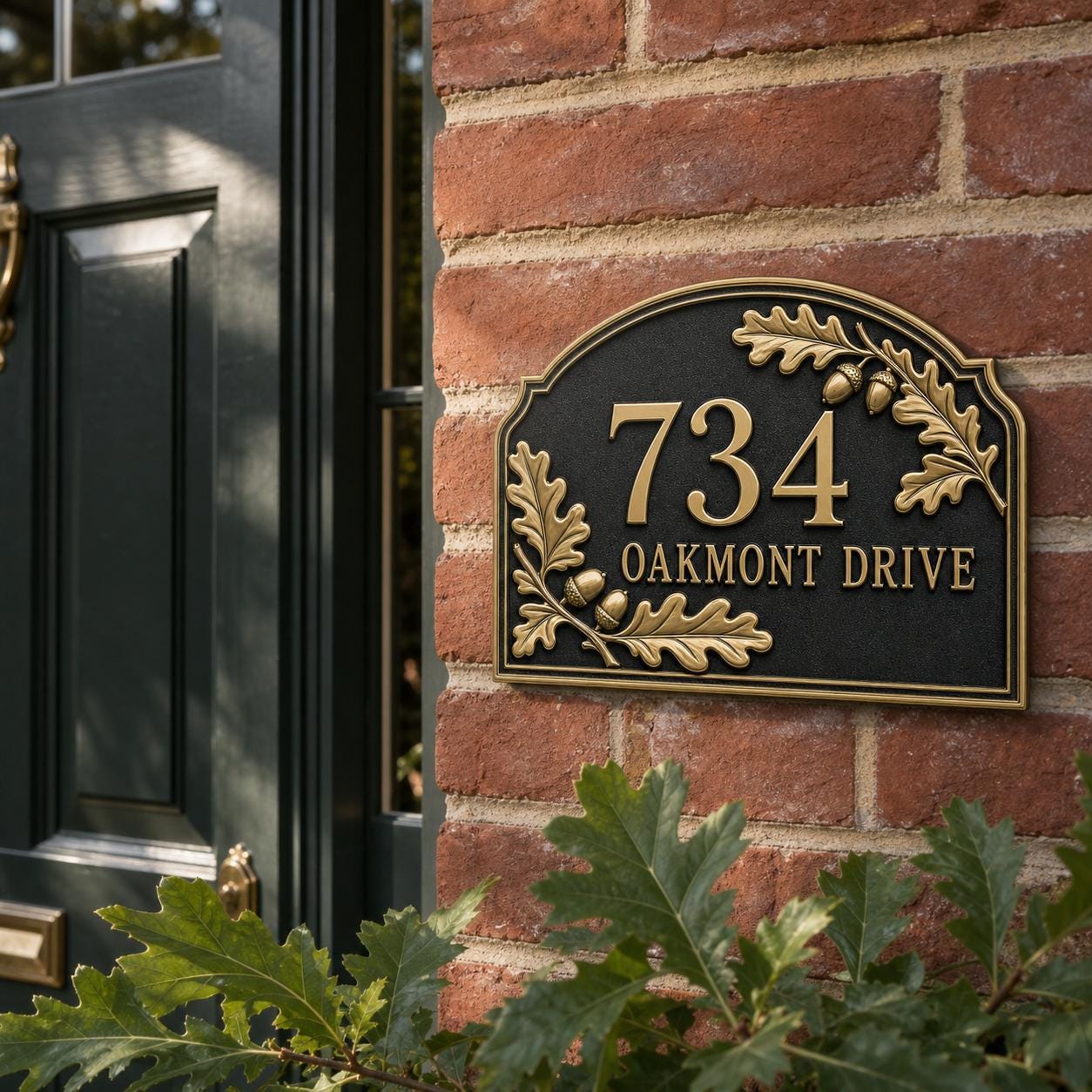 Personalised House Number Sign | Antique Brass Address Plaque | Custom Street/Family Name Board