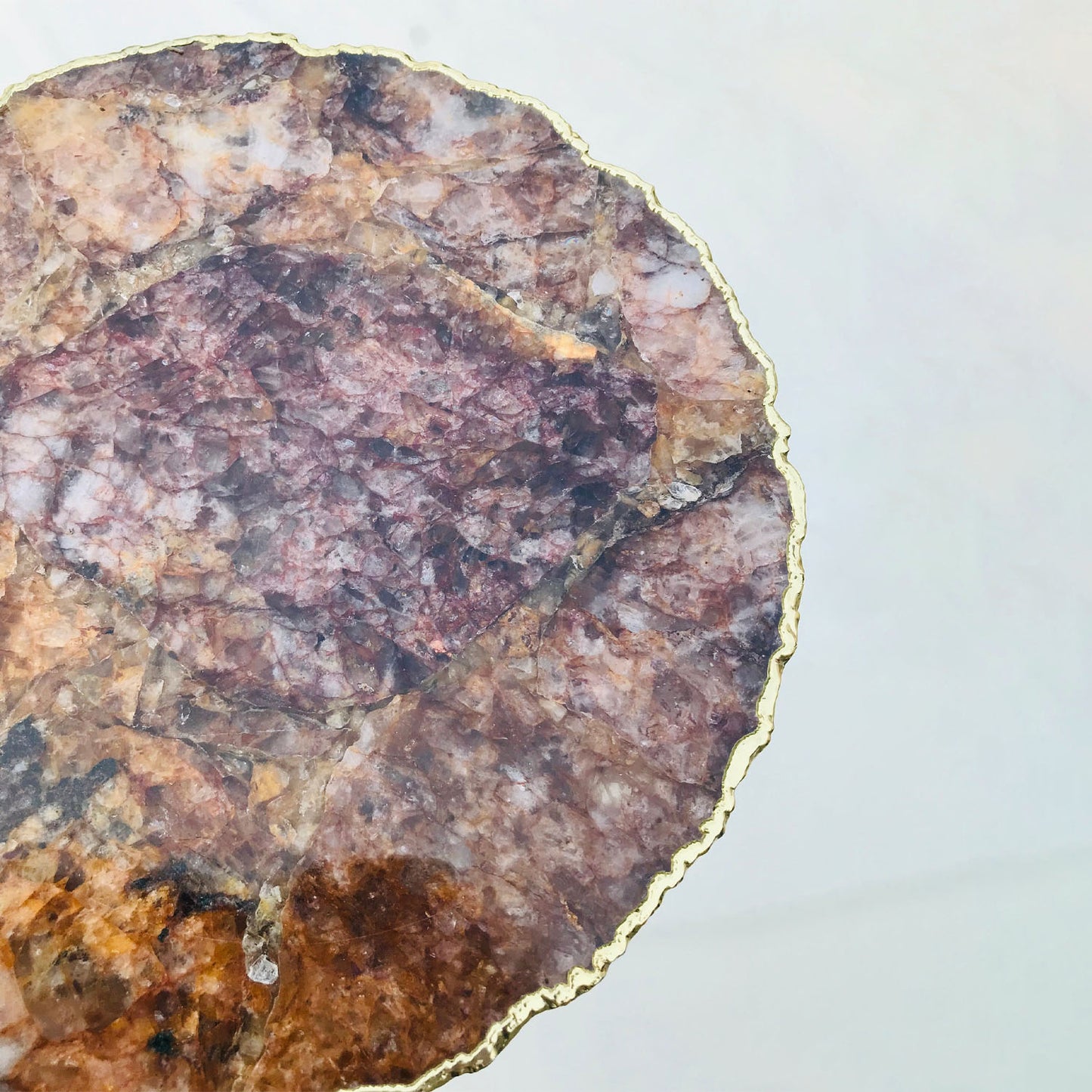 Golden Quartz Agate Organic Edge Side/Coffee Table