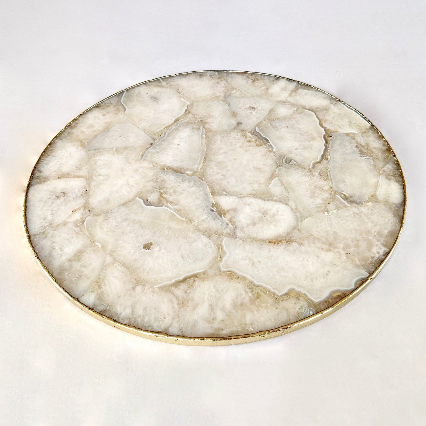 White Agate LazySusan | Countertop | Turntable | Centrepiece |