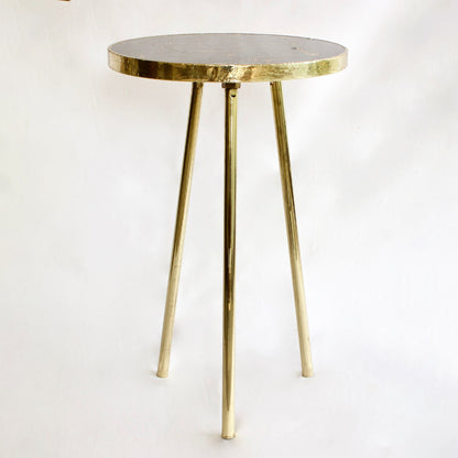 Gold Sparkle Infused Black Agate Round Coffee/Side Table