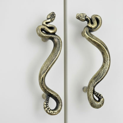 Swirling Snakes Brass Cabinet Handles | Antique Finish (Set of 2)