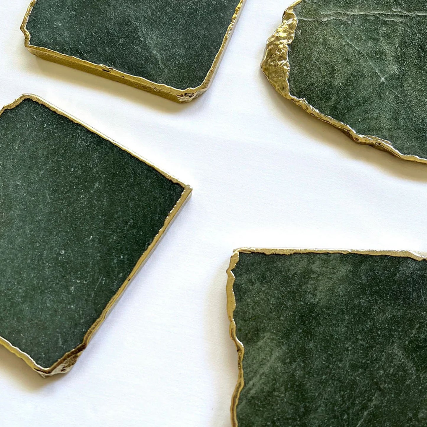 Emerald Green Agate Aventurine Set of 4 Large Coasters/Personalised Momentos