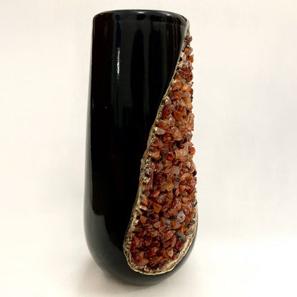 Set of 2 Black Ceramic Vases