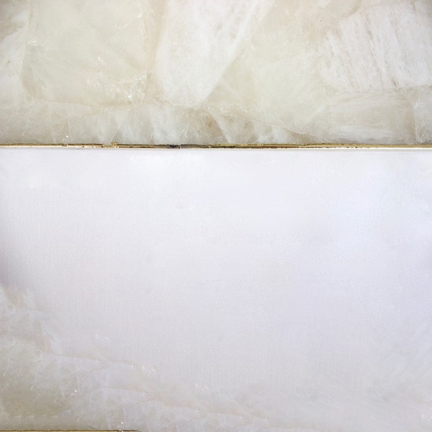 White Agate Serving Tray With Brass Handles | Square