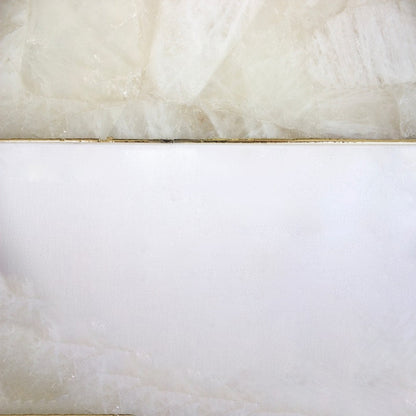 White Agate Serving Tray With Brass Handles | Square