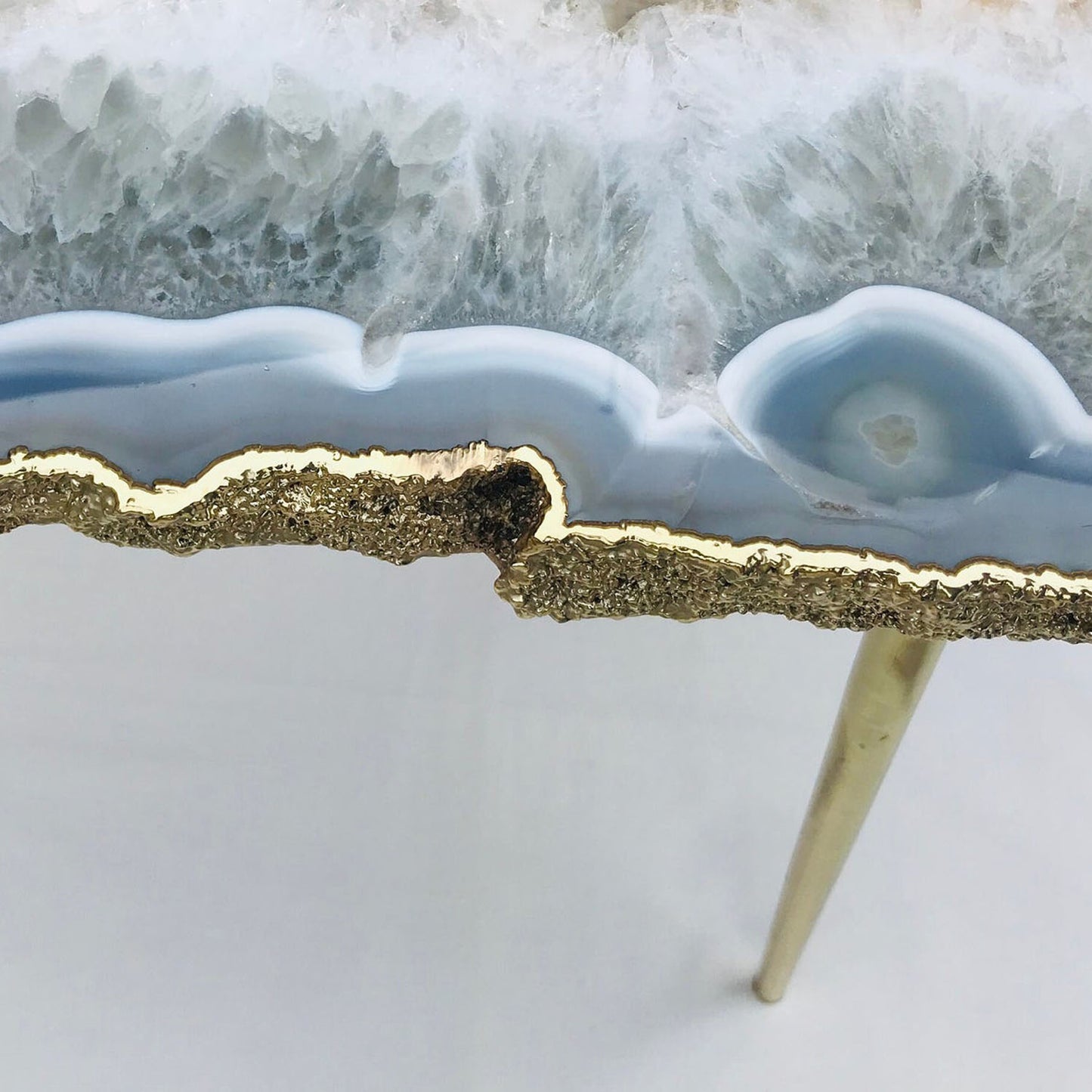 Large Grey Agate Single Piece Quartz/Gemstone/Crystal/Stone Organic Edge Side/Coffee Table