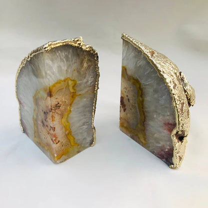 Natural Clear Plated Agate Bookends