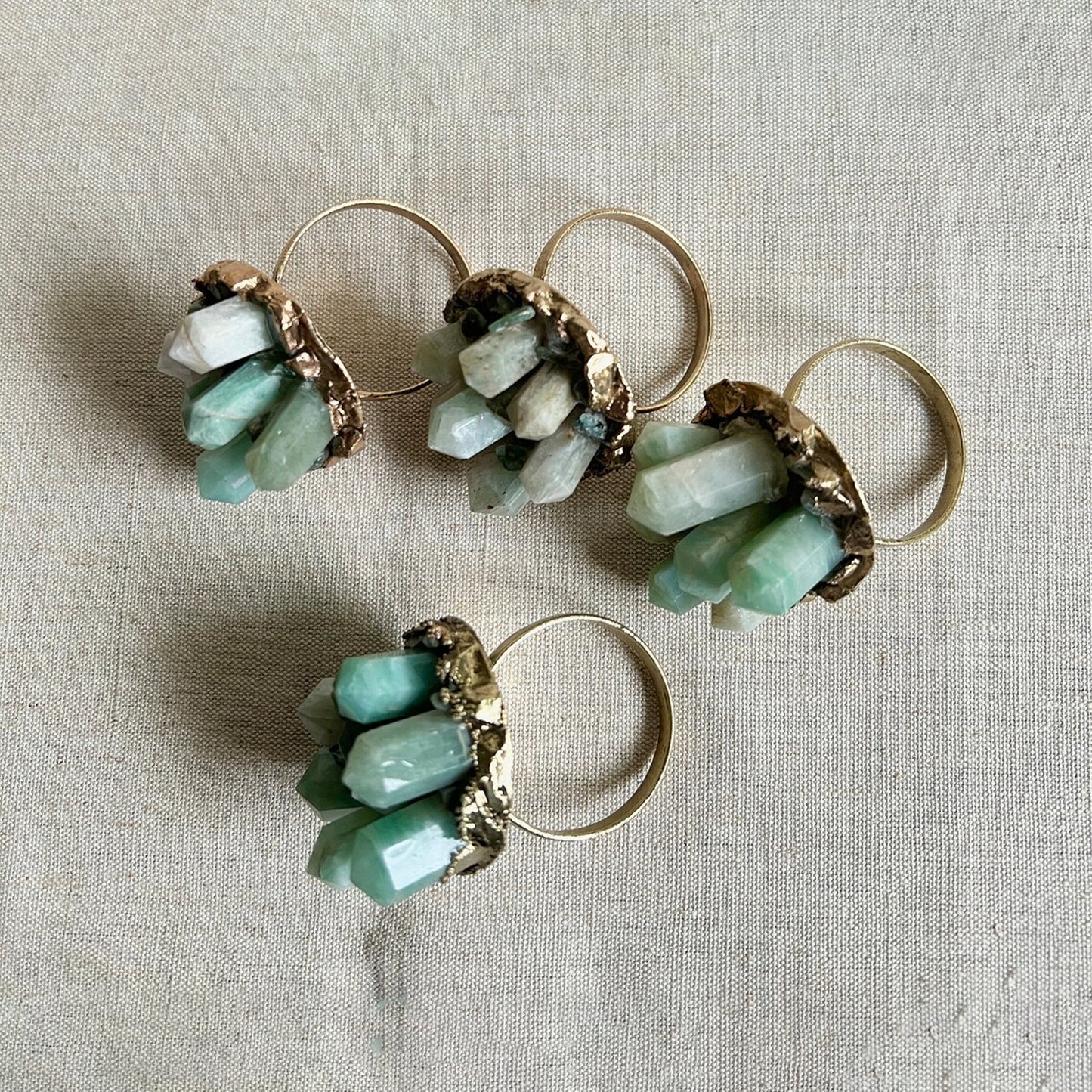 Set of 4 Chunky Green Agate Napkin Rings