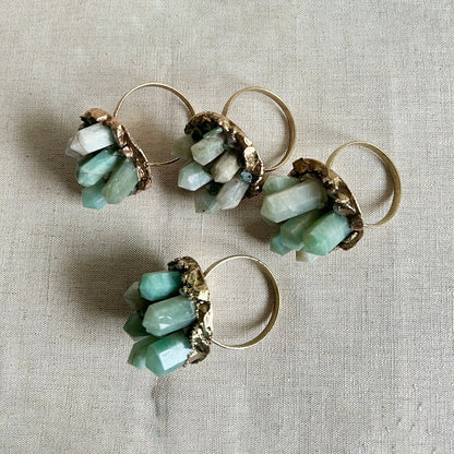Set of 4 Chunky Green Agate Napkin Rings