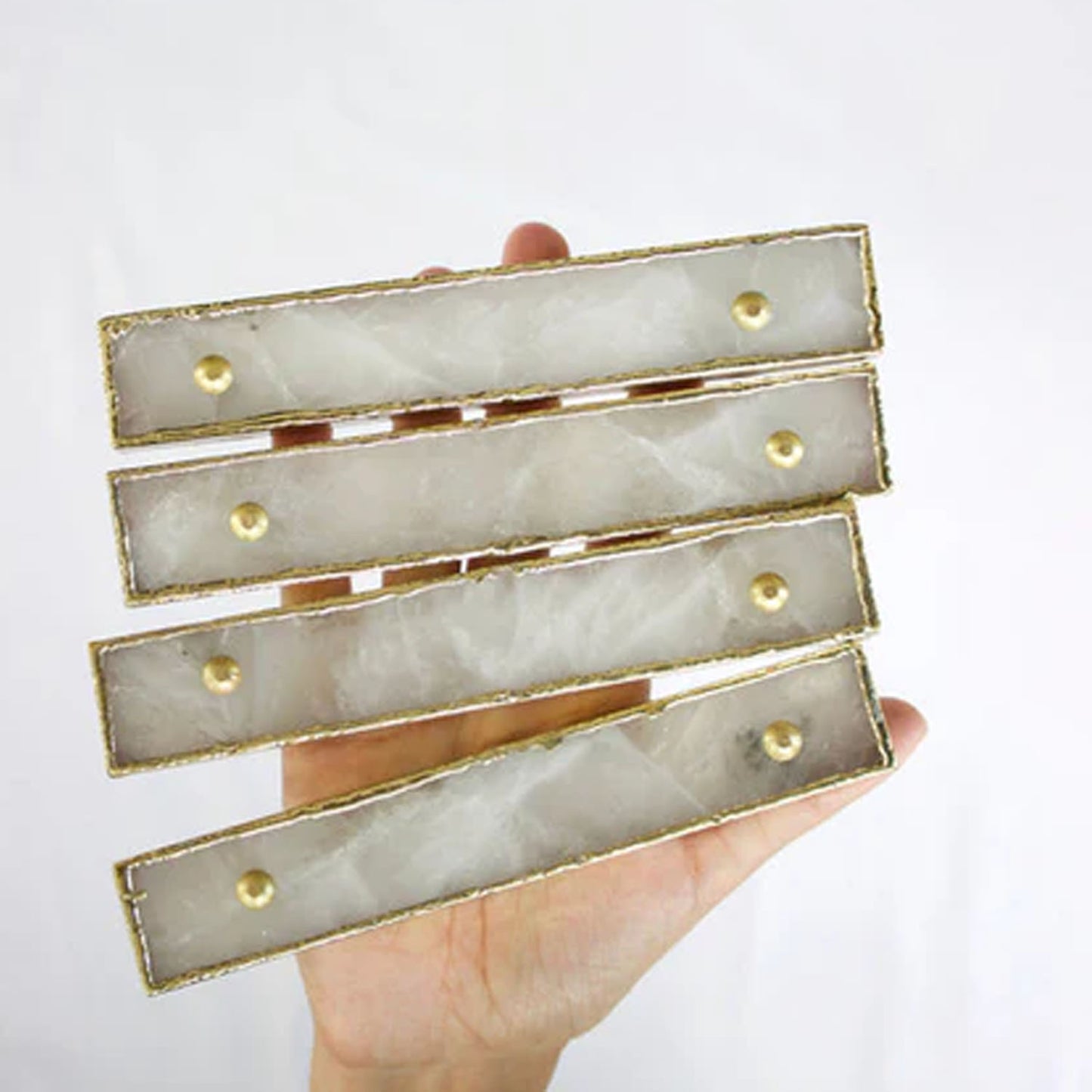 Set of 4 White Agate Handle/Pull/Barbarella