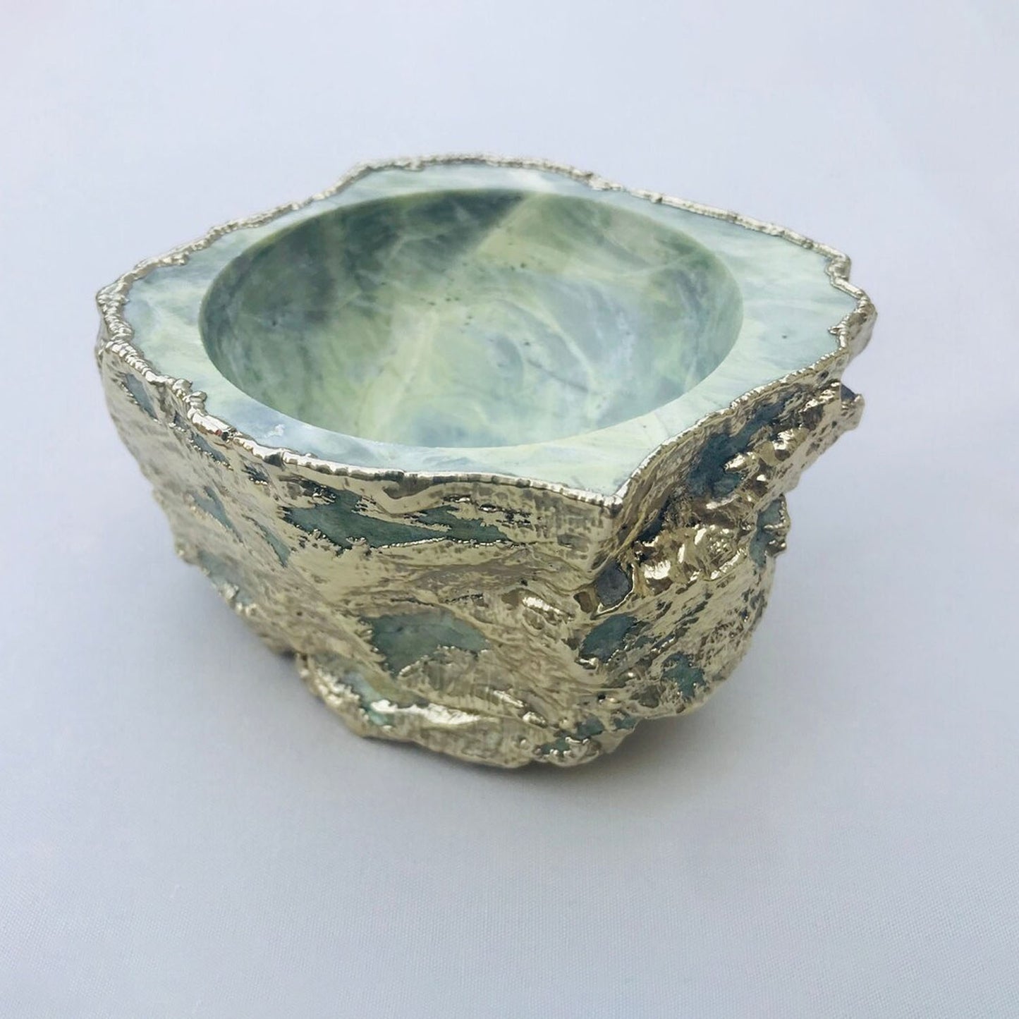 Lime Green Agate Geode Nut/trinket/Jewellery Bowl