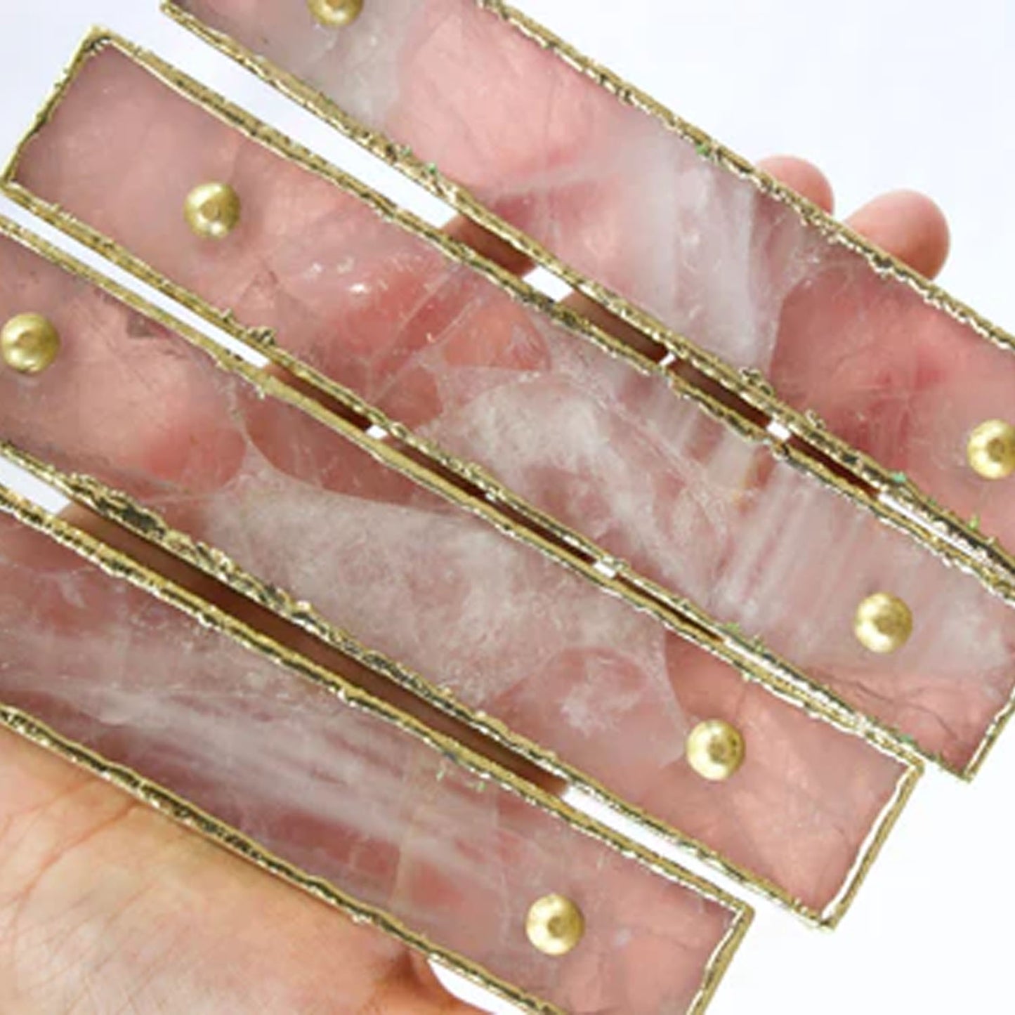 Set of 4 Rose Quartz Agate Handle/Pull/Barbarella