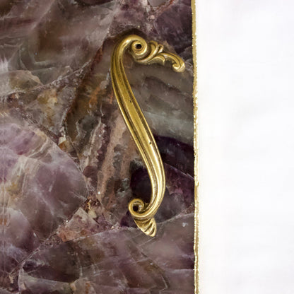Amethyst Agate Serving Tray With Brass Handles | Square