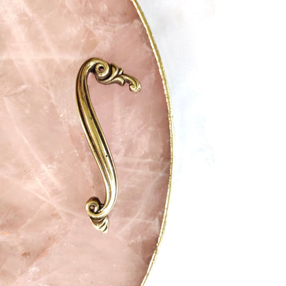 Rose Quartz Agate | Serving Tray With Brass Handles | Circular |